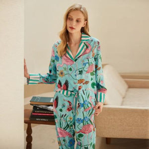 Ice Silk Pajamas Women's Long Sleeve Outerwear Homewear Suit