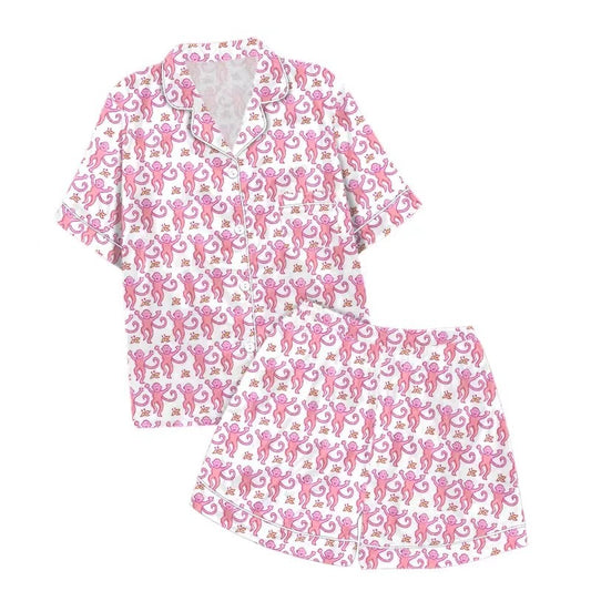 Monkey Digital Printing Casual Pajamas Suit