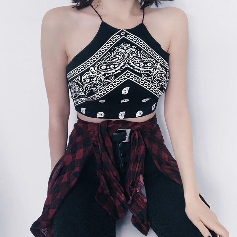 Printed halter vest