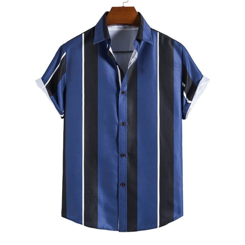 New Men's Casual Striped Short Sleeve Shirt