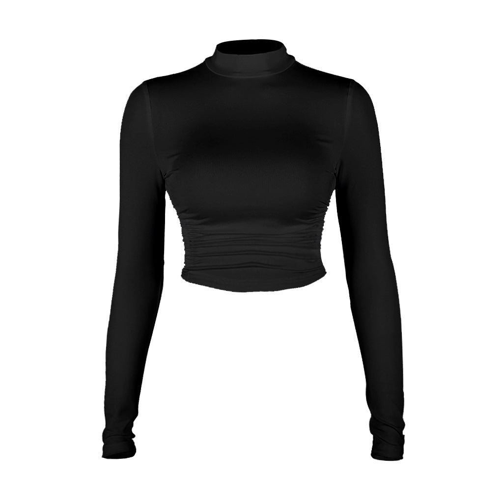 Long-sleeved exposed navel strap bottoming shirt