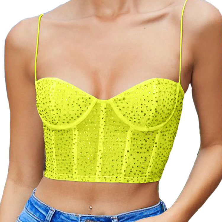 Amazon Wish Spring And Summer Sexy Nightclub Slim Drill Small Sling Vest Bra Girl