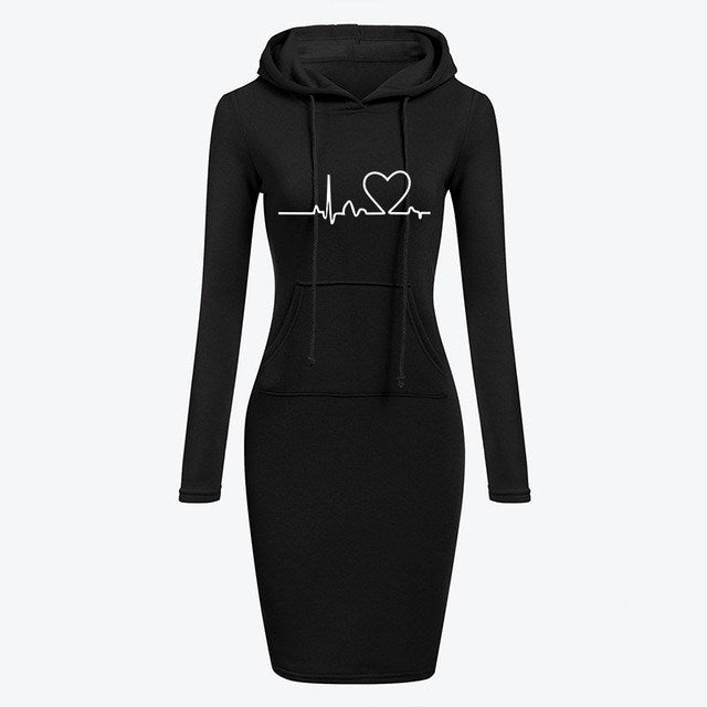 Autumn Winter Women Hoodies Sweatshirts Long-sleeved Dress