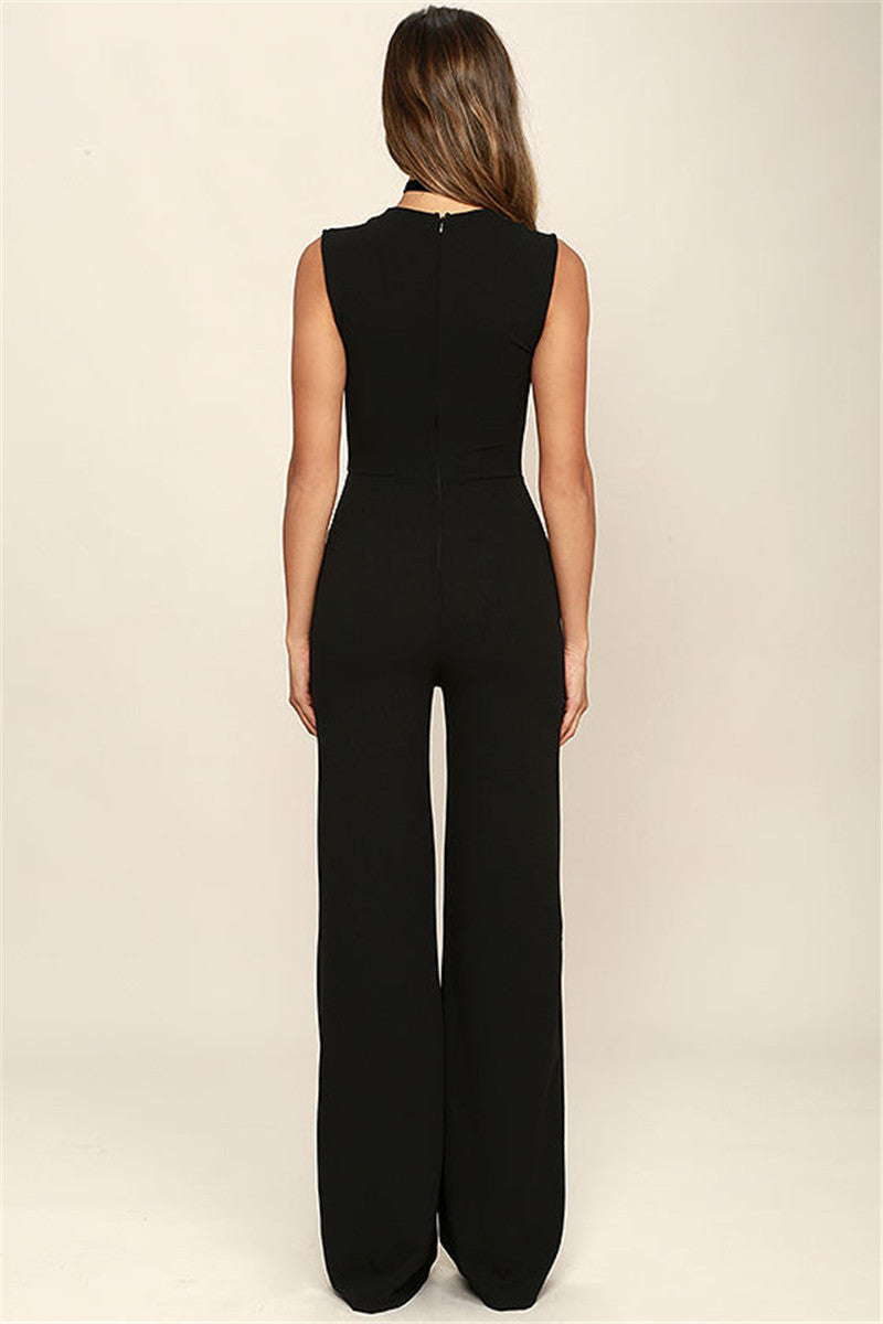 Square Neck Slim Sexy Women's Jumpsuit Flared Trousers