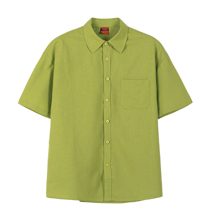 Linen Shirt Refreshing Korean Style Solid Color Casual Shirt