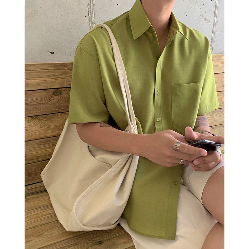 Linen Shirt Refreshing Korean Style Solid Color Casual Shirt