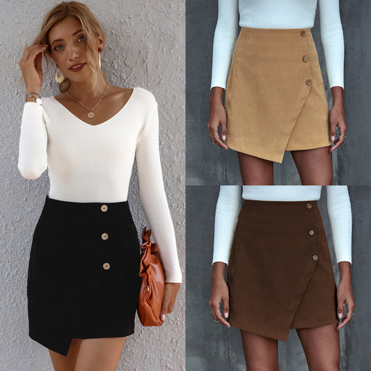 A-line Skirt With Irregular Buttons