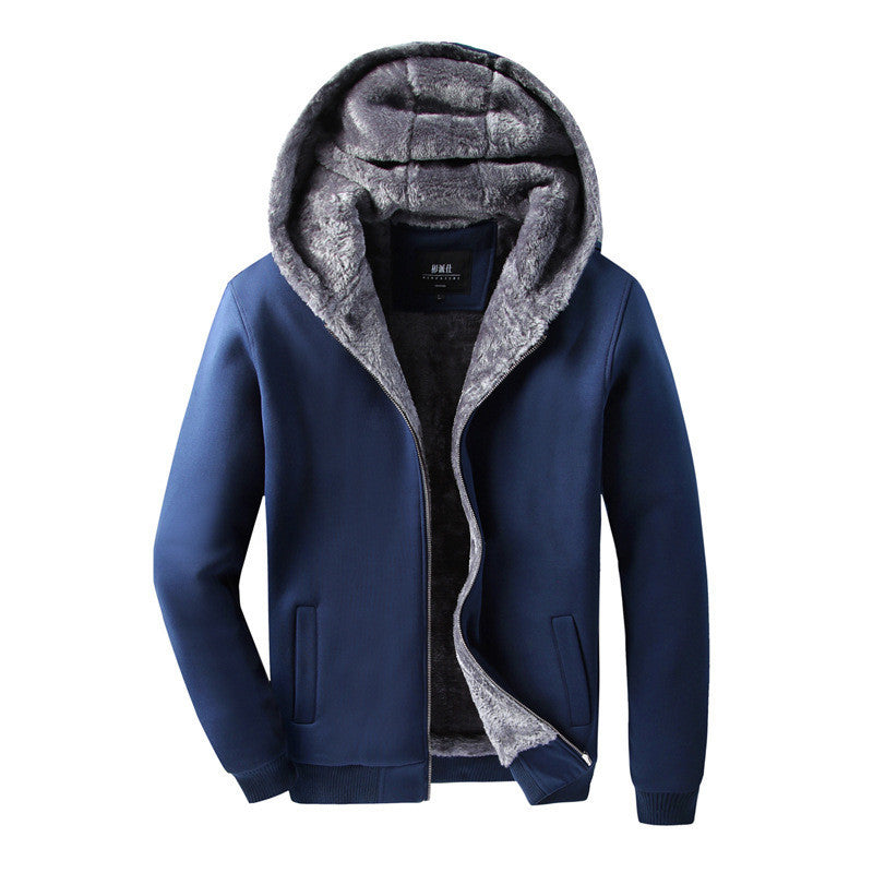 Winter Plus Velvet Sweater Men's Cardigan Hooded Korean Version Vf the Zipper Warm Plus Size Hoodie Casual Men's Jacket Thickening Tide