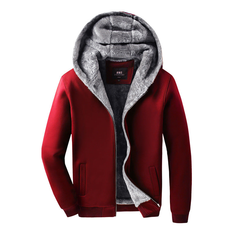 Winter Plus Velvet Sweater Men's Cardigan Hooded Korean Version Vf the Zipper Warm Plus Size Hoodie Casual Men's Jacket Thickening Tide