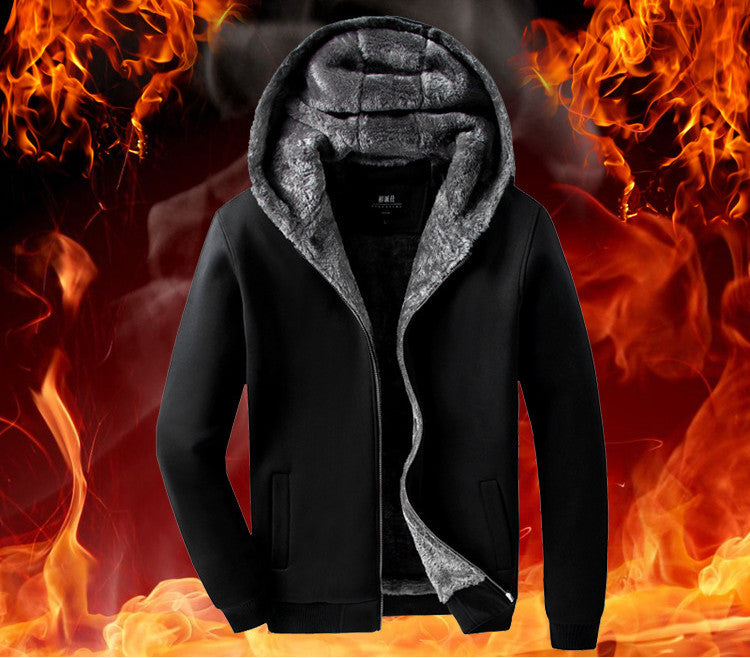 Winter Plus Velvet Sweater Men's Cardigan Hooded Korean Version Vf the Zipper Warm Plus Size Hoodie Casual Men's Jacket Thickening Tide