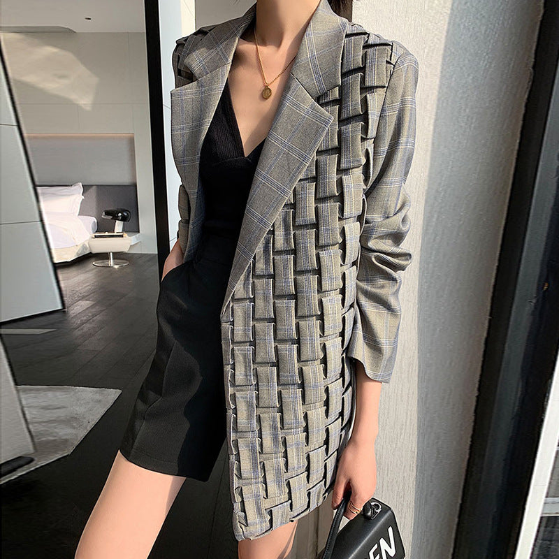 Women's Retro Plaid Suit Jacket