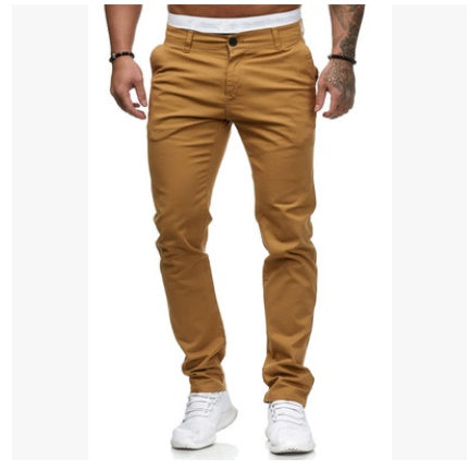 Slim-fit Men's Casual Color Trousers