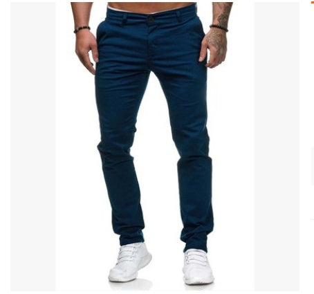 Slim-fit Men's Casual Color Trousers