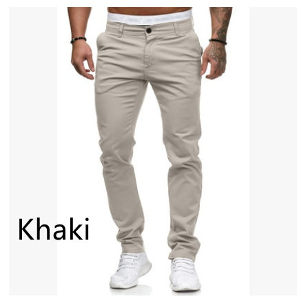 Slim-fit Men's Casual Color Trousers