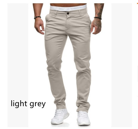 Slim-fit Men's Casual Color Trousers