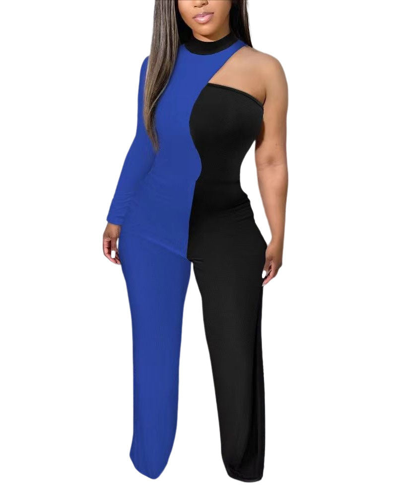 European And American Women's Printed Trousers Off-the-shoulder Slim Jumpsuit