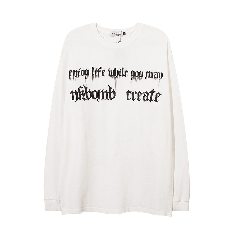 Letter Casual Long Sleeve T-shirt Men's Loose Top