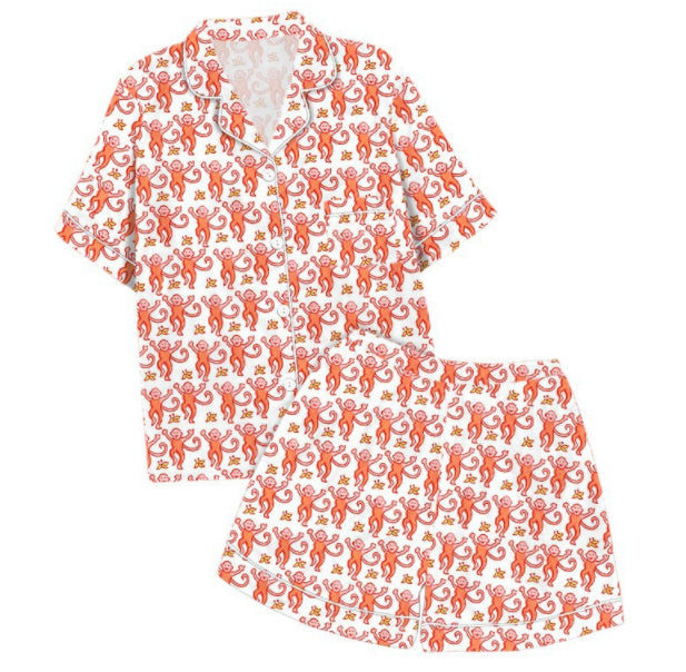 Monkey Digital Printing Casual Pajamas Suit