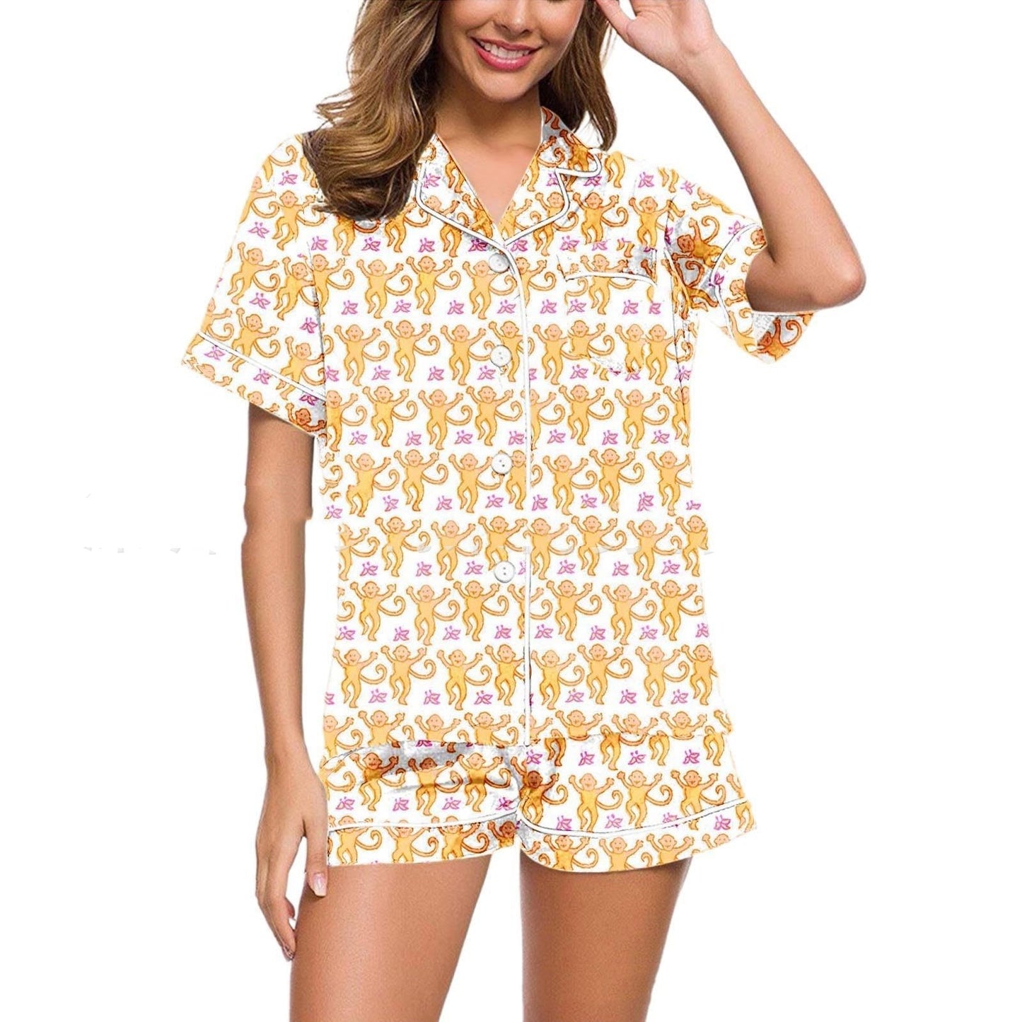 Monkey Digital Printing Casual Pajamas Suit