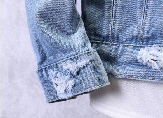 Casual ripped denim jacket