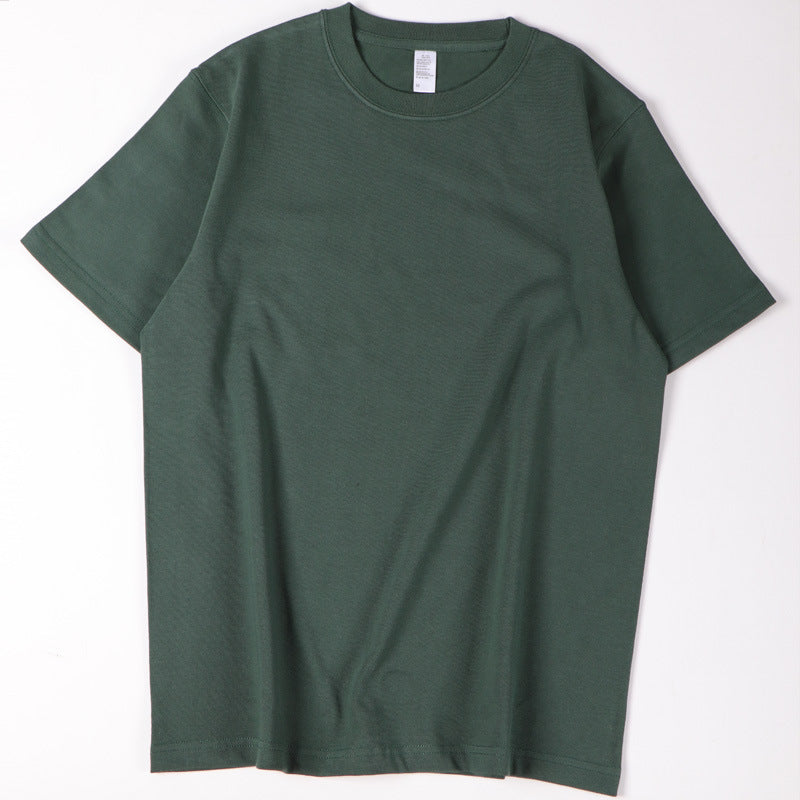 Pure Cotton Solid Color Round Neck Short Sleeves