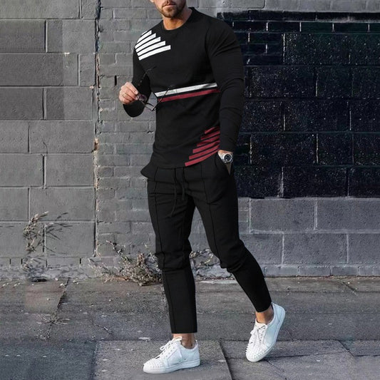 Spring New Sports Casual Suit 3D Printed T-shirt Trousers