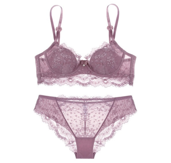 Lace ultra-thin cotton cup gathers sexy