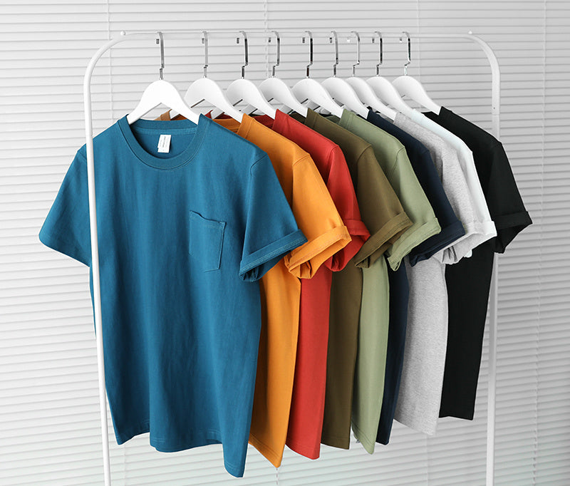 Japanese Retro Cotton Solid Color Tube Knit Short-sleeved T-shirt