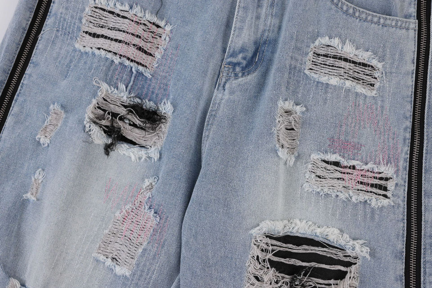 American Street Retro Tattered Jeans Washed Jeans