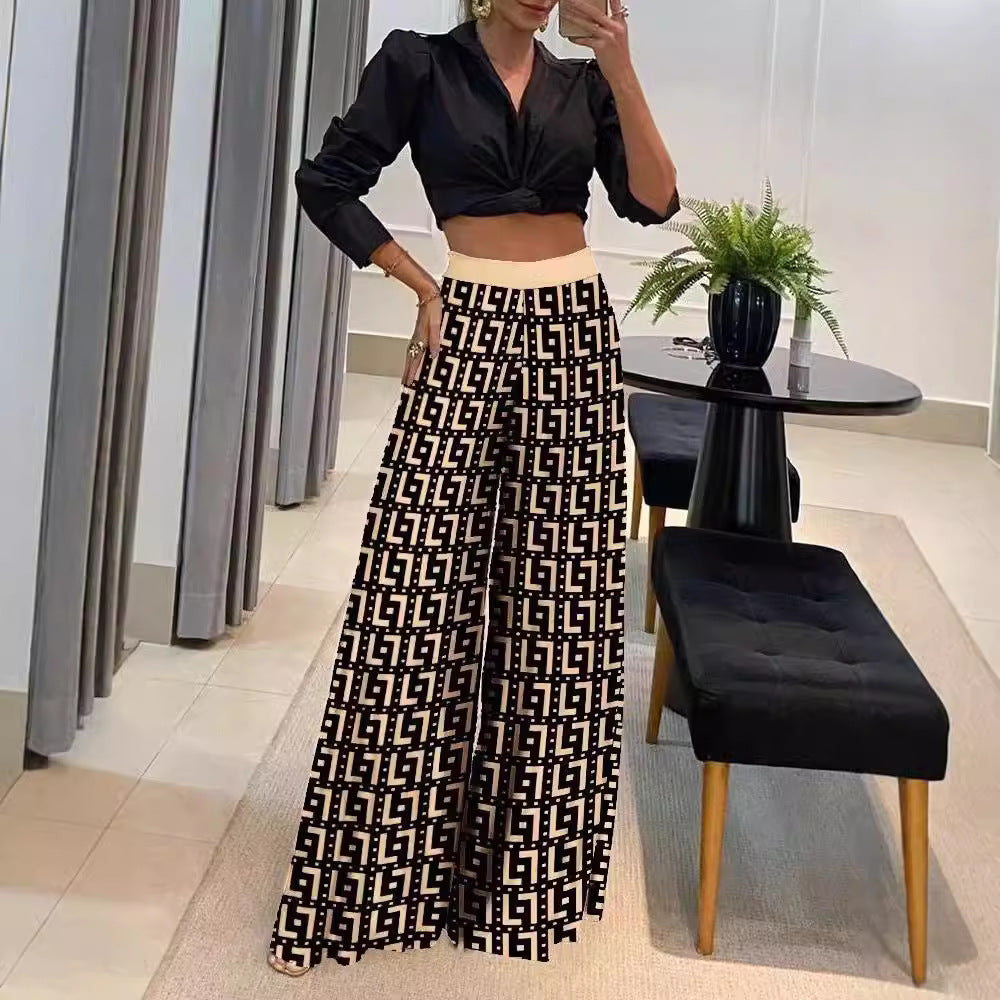 European And American Autumn Best-selling Printed Wide-leg Pants