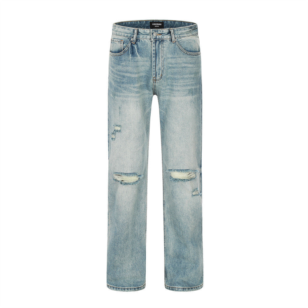 High Street Fashion Holes Jeans Men