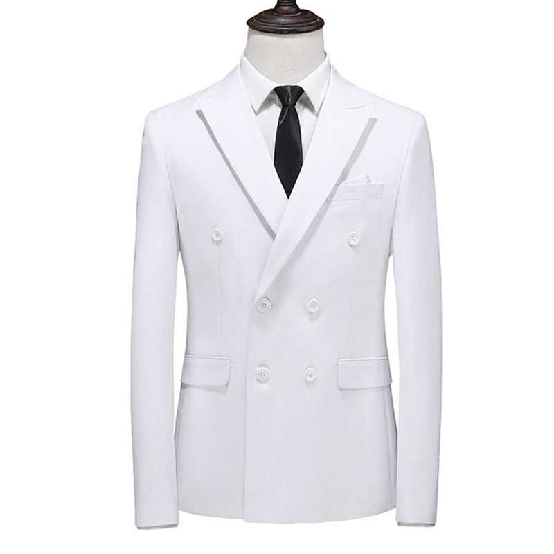 Men's Slim-fit Solid Color Double-row Two-button Suit