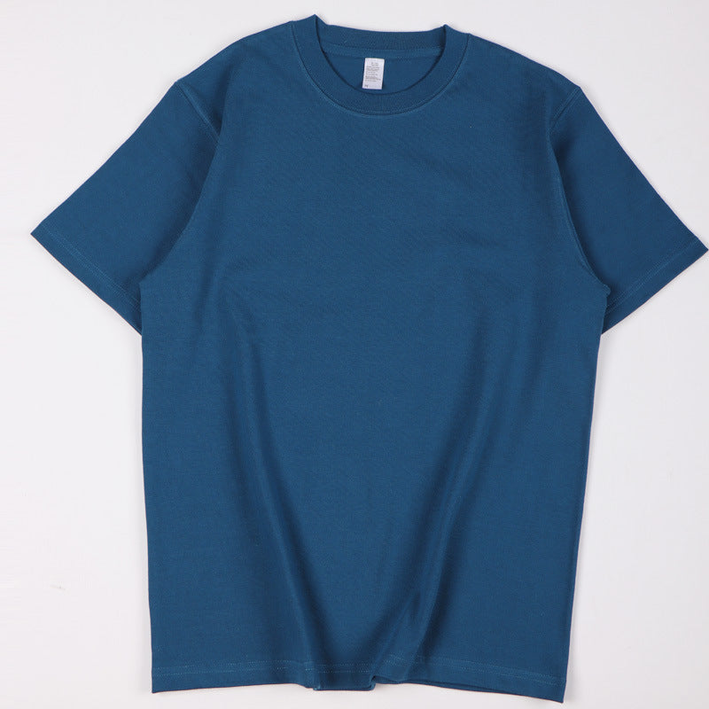 Pure Cotton Solid Color Round Neck Short Sleeves