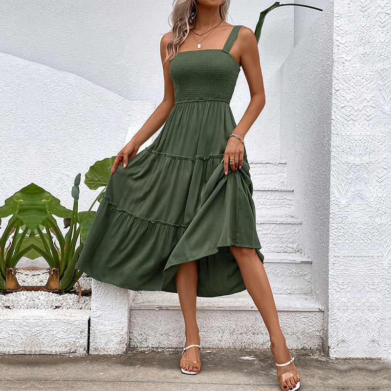 Women's Solid Color Sling Summer Dress