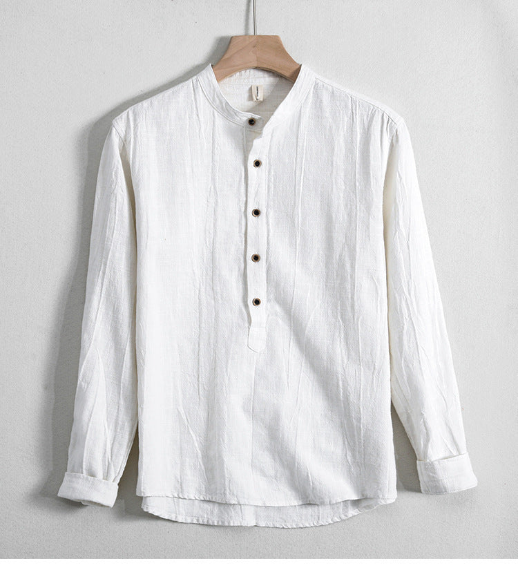 Men's Cotton And Linen Loose And Simple Japanese Style Shirt