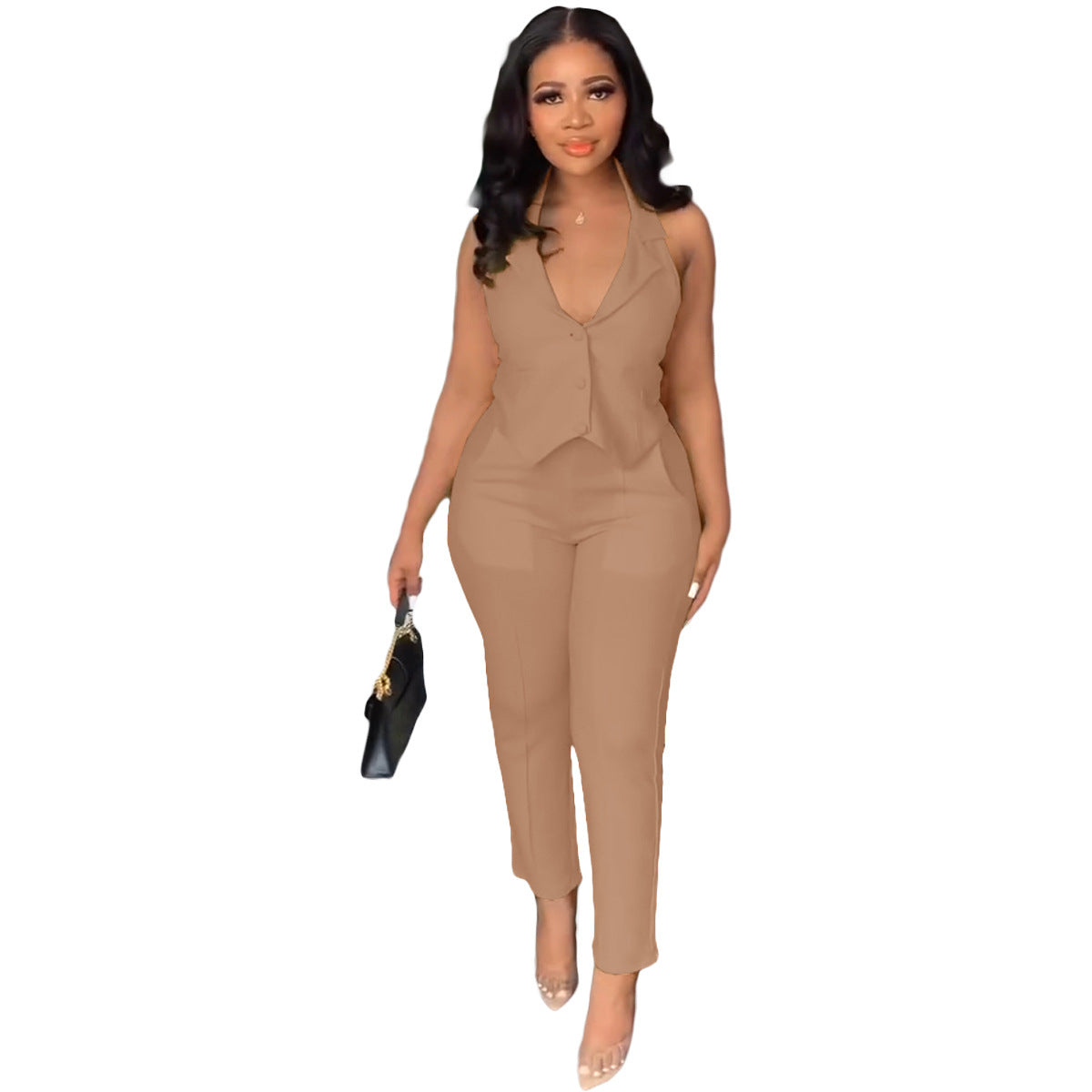 Women's Clothing Spring And Summer Leisure Suit Vest Pants Two-piece