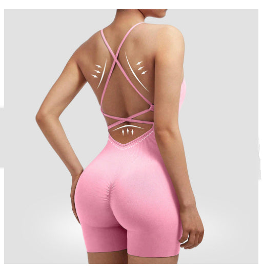 European And American Seamless Sexy Peach Hip One-piece Fitness Clothes Thread Quick-drying