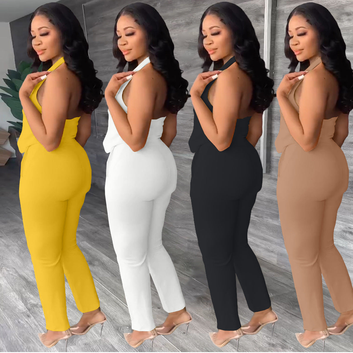 Women's Clothing Spring And Summer Leisure Suit Vest Pants Two-piece