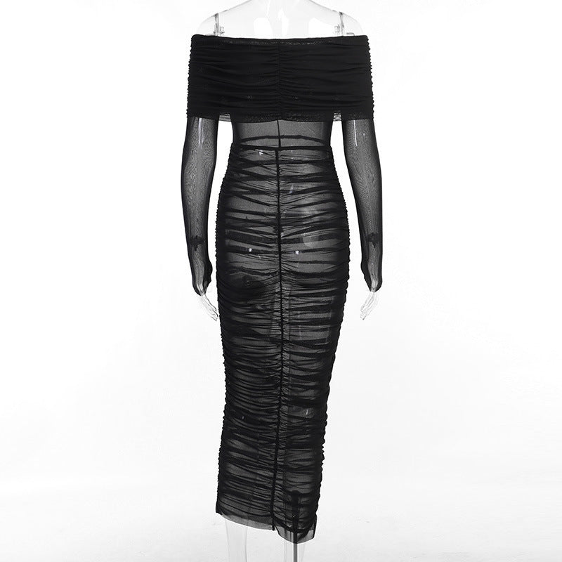 Women's Black See-through Mesh Dress