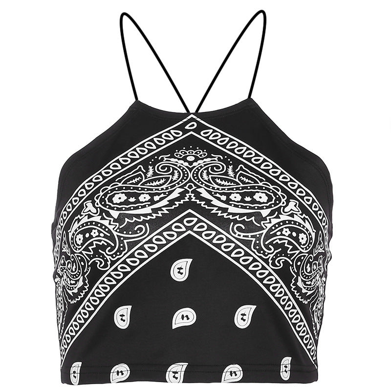 Printed halter vest