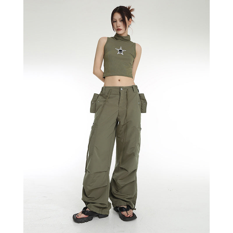 Women's High Waist Straight Loose Overall Casual Pants