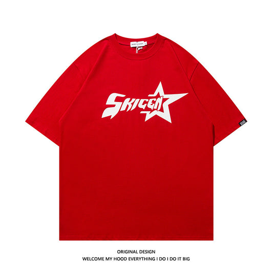 Men's Star Letters Casual Printed Short Sleeves