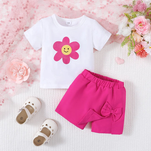 Sunflower Smile Top+Rose Red Bow Half Body