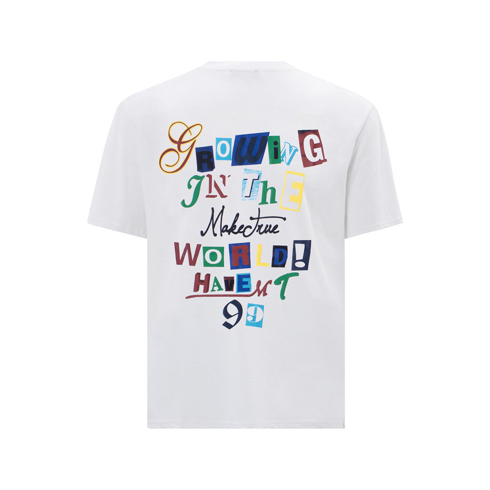 Letter Color Printed Short Sleeve Men