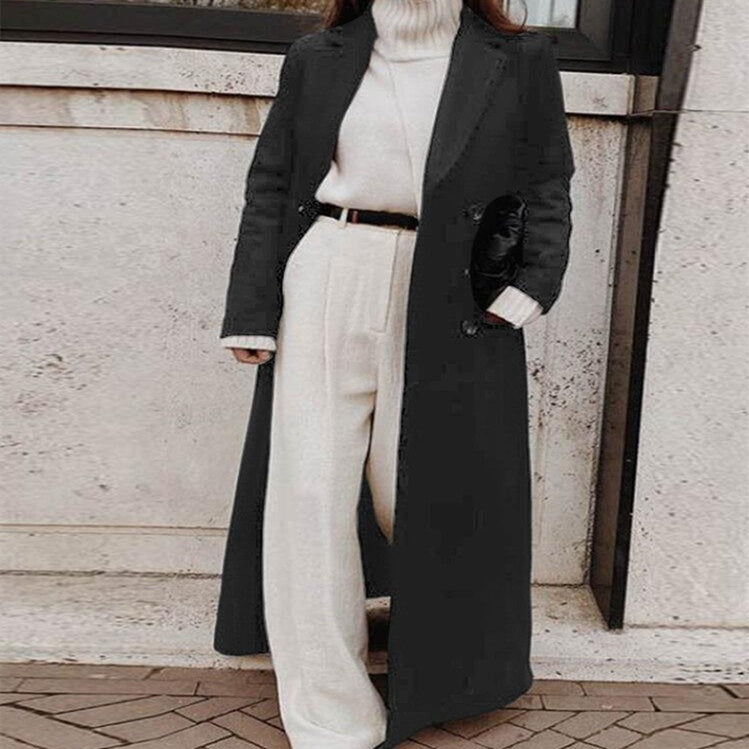 Women's Retro Urban Lapel Slim Fit Woolen Jacket Trench Coat