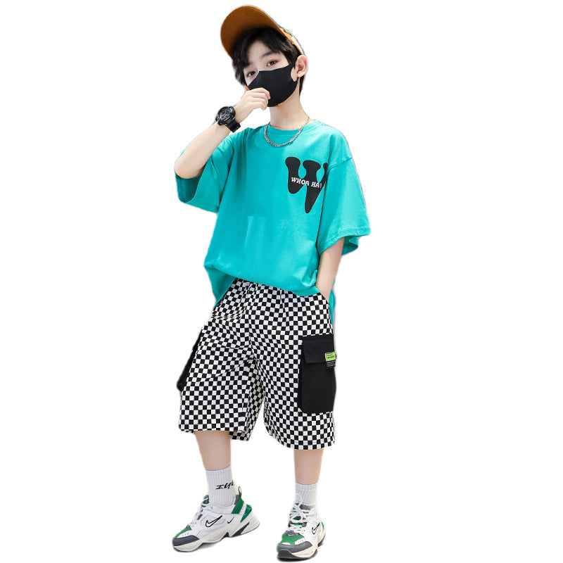 Boys Short Sleeve Sports Thin Handsome Clothes Set