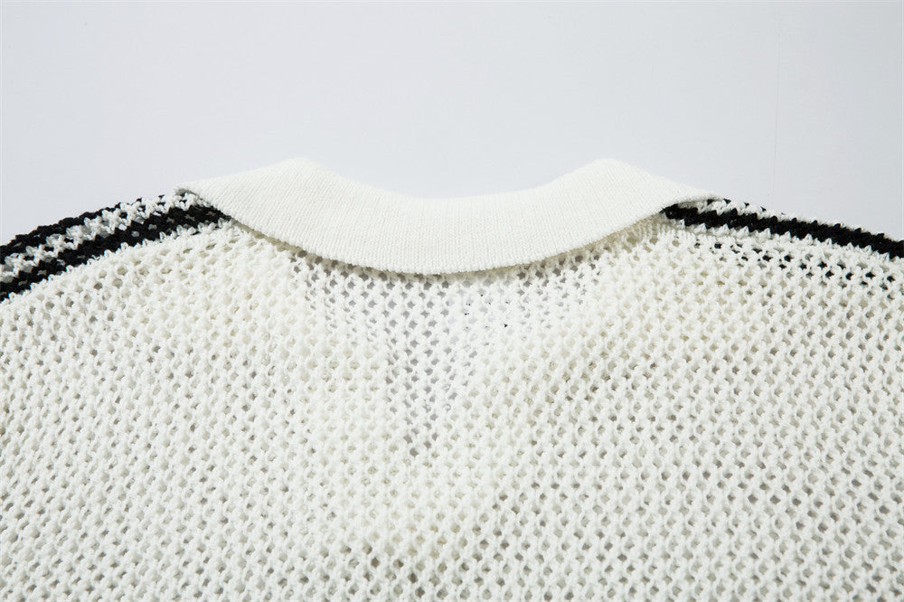 Men's Fashionable See-through Short-sleeved Sweater