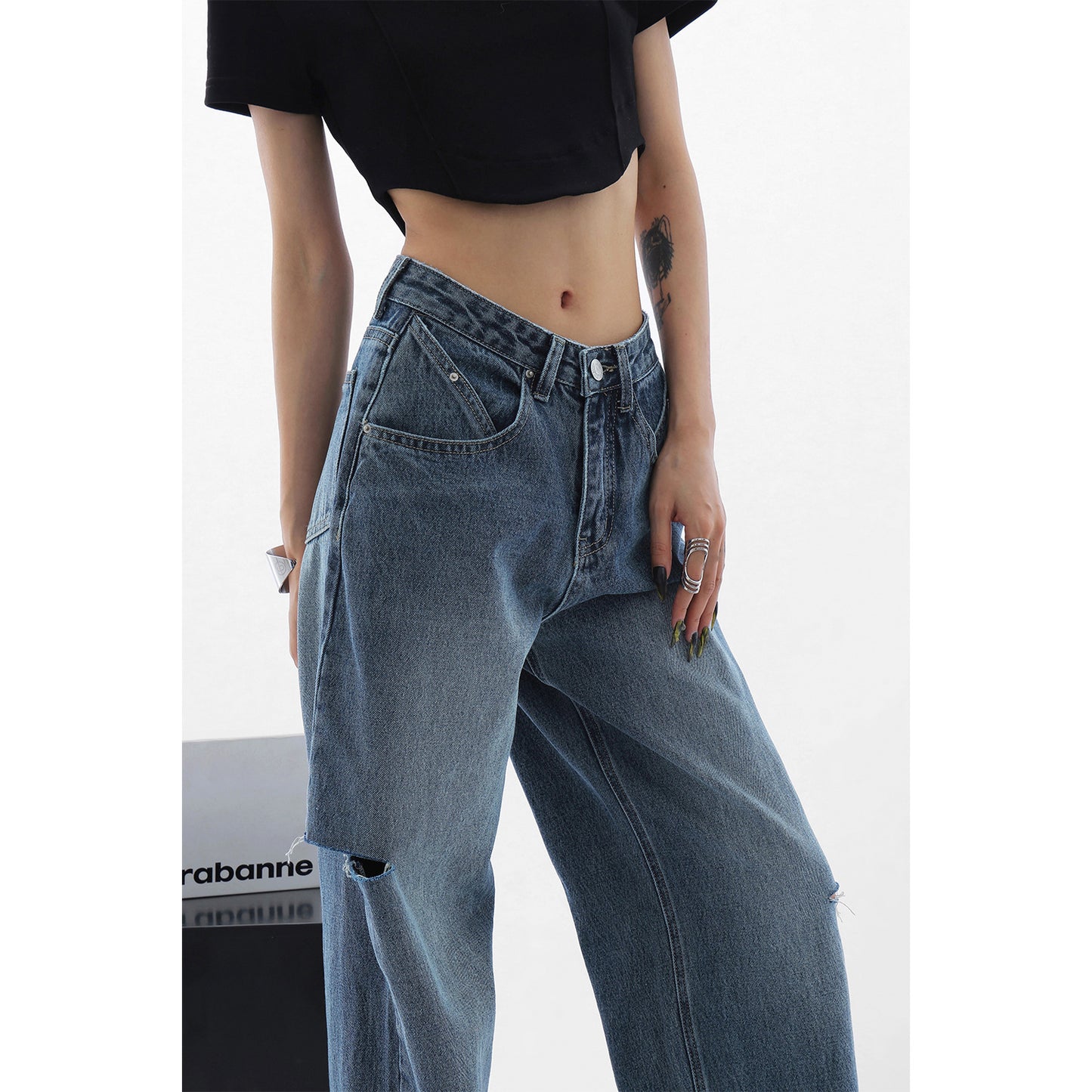 Loose High Street Wide-leg Straight-leg Trousers