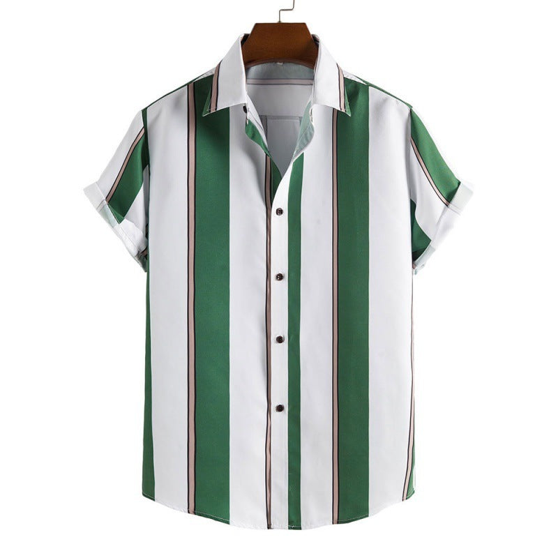 New Men's Casual Striped Short Sleeve Shirt