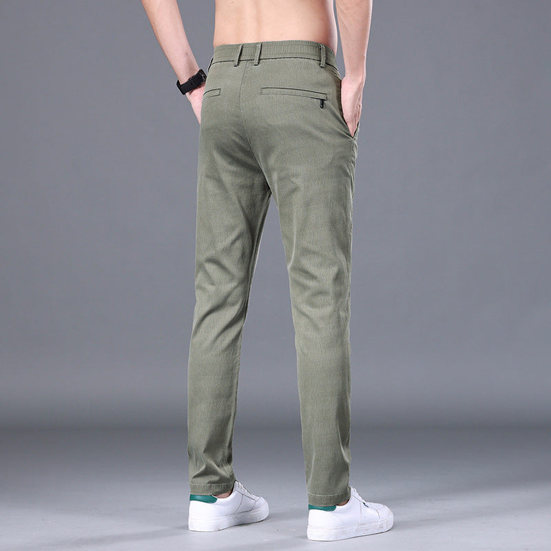 Men's Tencel Straight Trousers Slim Fit Skinny Pants